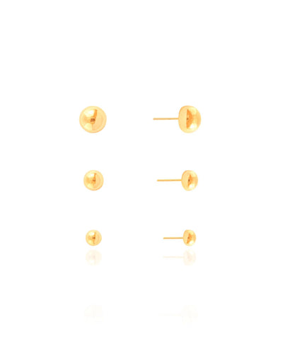 Brinco Trio Meia Bola Lisa 8, 6 e 4 mm