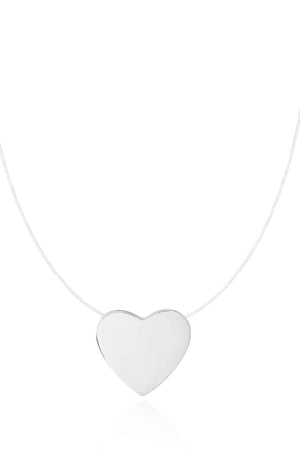 Gargantilha Nylon Pingente Coração Ródio Branco