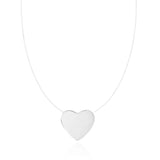 Gargantilha Nylon Pingente Coração Ródio Branco