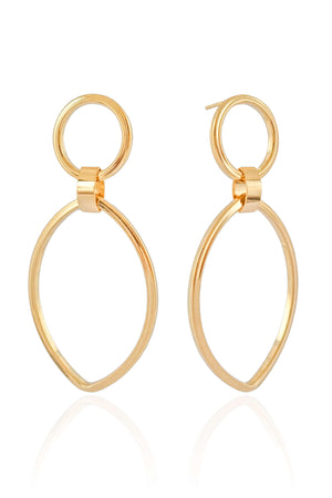 Brinco Elíptico 6 cm base Círculo Banhado a Ouro 18K