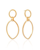 Brinco Elíptico 6 cm base Círculo Banhado a Ouro 18K