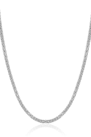 Gargantilha Malha Morango 3 mm Ródio Branco