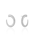 Brinco Oval Liso Vazado 2.4 cm Ródio Branco