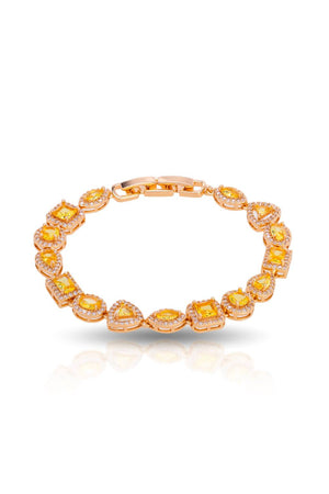 Pulseira Riviera Mix Citrino Cravejada Cristal com Fecho Italiano