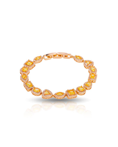 Pulseira Riviera Mix Citrino Cravejada Cristal com Fecho Italiano