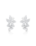 Brinco Flor Dupla Pendurada Detalhes Lisa