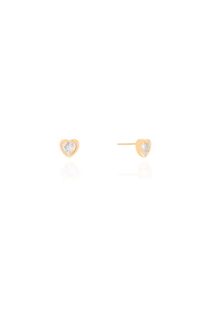 Brinco Ponto de Luz Coração Cristal 5 mm Banhado a Ouro 18K