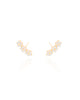 Brinco Ear Cuff Três Flores Cravejadas Cristal Banhado a Ouro 18K