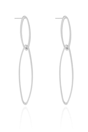 Brinco Elíptico Duplo Vazado 7.3 cm Ródio Branco