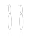 Brinco Elíptico Duplo Vazado 7.3 cm Ródio Branco