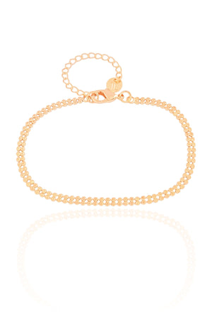 Pulseira Plaquinhas Duplas Banhado a Ouro 18K