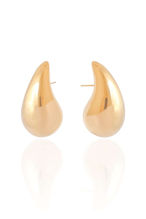 Brinco Gota Lisa 3.2 cm Banhado a Ouro 18K