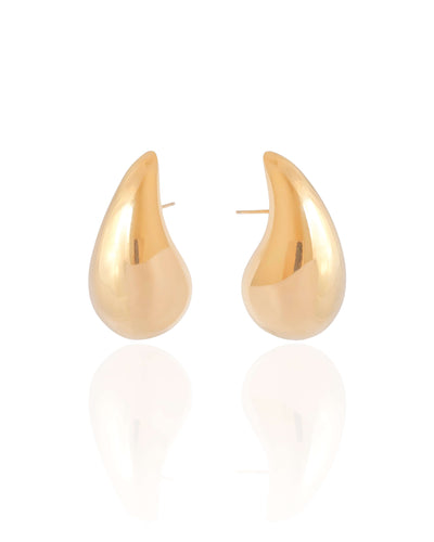 Brinco Gota Lisa 3.2 cm Banhado a Ouro 18K