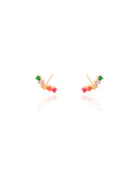 Brinco Ear Cuff Zircônias Coloridas Banhado a Ouro 18K