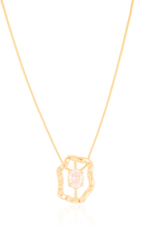 Gargantilha Oval Orgânico Ponto de Luz Cristal Banhado a Ouro 18K - 45 cm