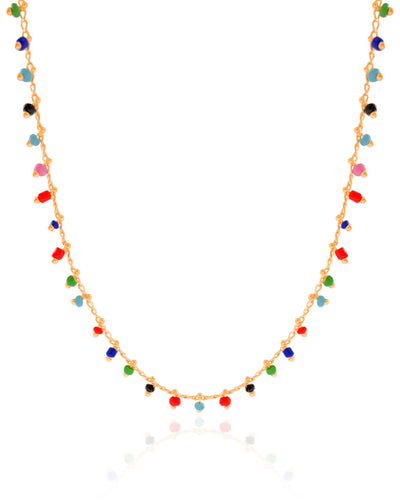 Choker Miçangas Coloridas 2 mm Banhado a Ouro 18K