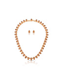 Conjunto Gargantilha Riviera Gota Champagne com Fecho Gaveta Click e Brinco