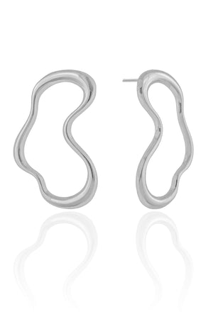 Brinco Orgânico Liso Vazado Ródio Branco