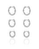 Trio de Argolas Gomos Lisos Ródio Branco