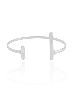 Bracelete Palitos Liso e Cravejado Cristal Ródio Branco