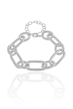 Pulseira Elos Ovais 12 mm Ródio Branco