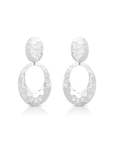 Brinco Oval Duplo Pendente Martelado