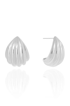 Brinco Argola Abaulada Frisada 2.6 cm Ródio Branco