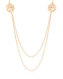 Gargantilha Longa Elos Americanos Redondo Entrelaçado Banhado a Ouro 18K