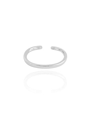 Anel Ajustável Liso Tamanho G Ródio Branco