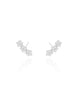 Brinco Ear Cuff Três Flores Cravejadas Cristal Ródio Branco