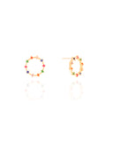Brinco Argola Frontal Pontos de Luz Coloridos 1.5 cm Banhado a Ouro 18K