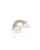 Broche Nuvem Arco-Iris Esmaltado Branco com Detalhes Cravejado Cristal