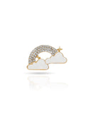 Broche Nuvem Arco-Iris Esmaltado Branco com Detalhes Cravejado Cristal