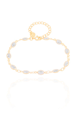Pulseira Zircônia Oval Banhado a Ouro 18K