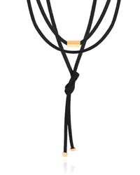 Cordão Camurça Preta Retângulo 4 mm Banhado a Ouro 18K - 1,5 m