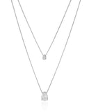 Gargantilha Dupla Veneziana Gota Lisa Cristal Ródio Branco