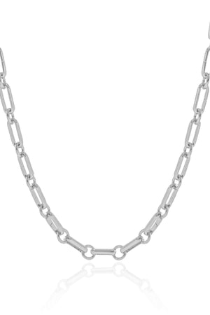 Choker Elos Ovais 4 mm Ródio Branco