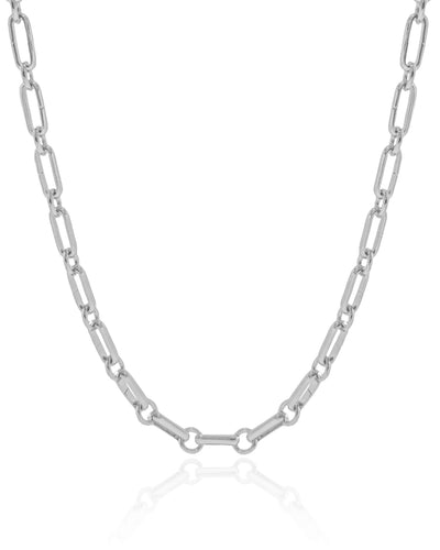 Choker Elos Ovais 4 mm Ródio Branco - 33 cm