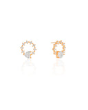 Brinco Círculo Pontos de Luz Coração Cristal Banhado a Ouro 18K