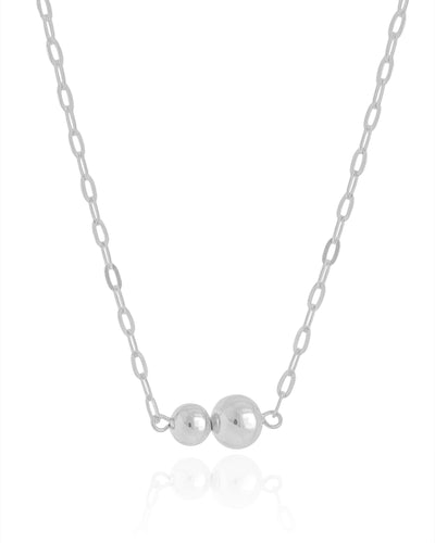 Choker Elos Bolas Lisas Ródio Branco - 35 cm