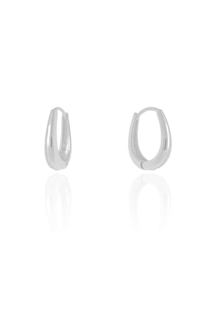 Brinco Argola Click Oval Liso 1.9 cm Ródio Branco
