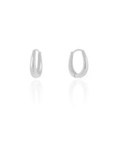 Brinco Argola Click Oval Liso 1.9 cm Ródio Branco