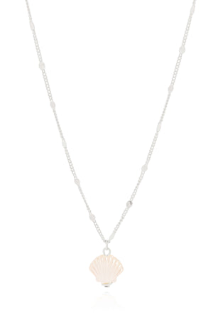 Gargantilha Plaquinhas Concha Perolada Ródio Branco - 40 cm