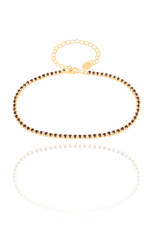 Pulseira Riviera Onix 2 mm Banhado a Ouro 18K