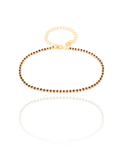Pulseira Riviera Onix 2 mm Banhado a Ouro 18K