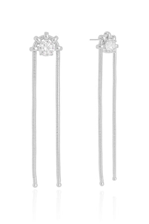 Brinco Rabo de Rato Franja Ponto de Luz 7.2 cm Ródio Branco