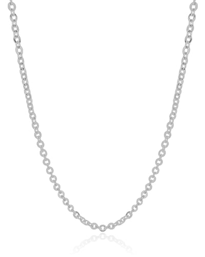 Colar Elos Bailarina 3 mm Ródio Branco - 45 cm