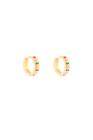 Brinco Argola Cravejada Colorido Banhado a Ouro 18K