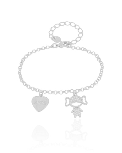 Pulseira Filha Menina Coração com Amor Ródio Branco