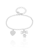 Pulseira Filha Menina Coração com Amor Ródio Branco